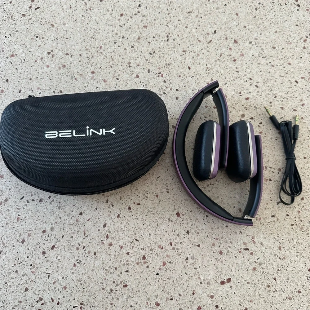 Purple Foldable Headphones with Case